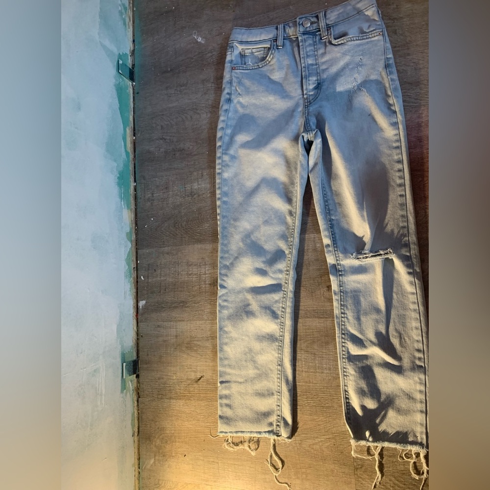 Blue straight jeans, size 0